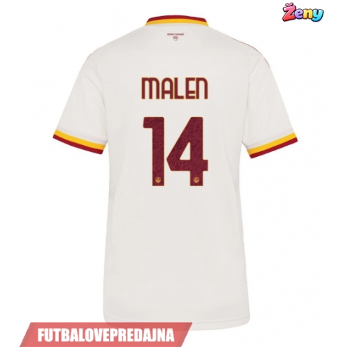 Lacne Ženy Futbalové dres AS Roma Donyell Malen #14 2026-27 Krátky Rukáv - Preč